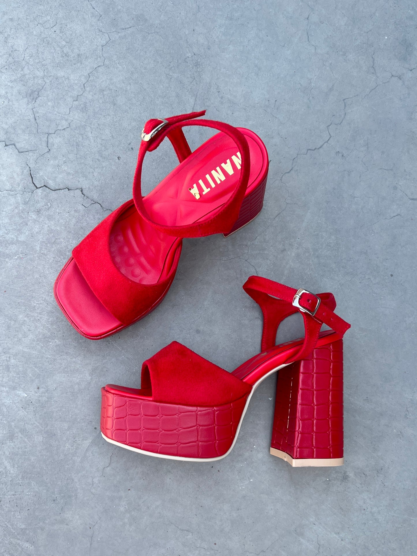 Tacones Monique rojo croco