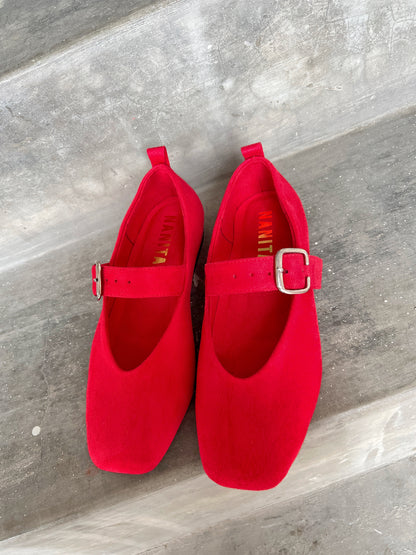 Balerinas Leah rojo suede