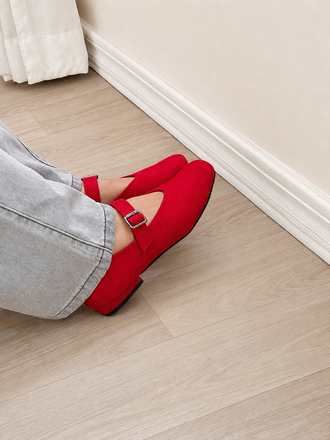 Balerinas Leah rojo suede