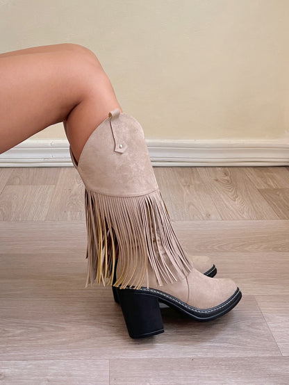 Botas Sienna flecos beige