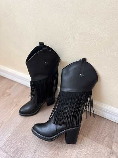 Botas Sienna flecos negro