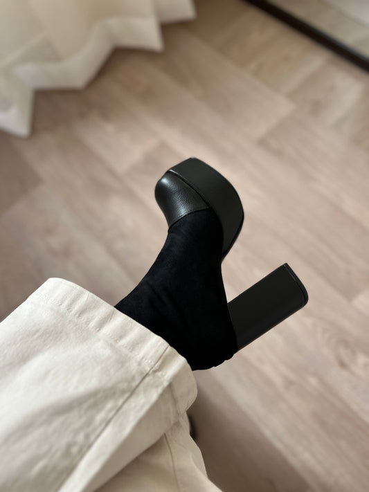 Botines de taco York negro suede