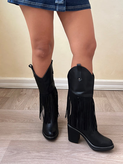 Botas Sienna flecos negro