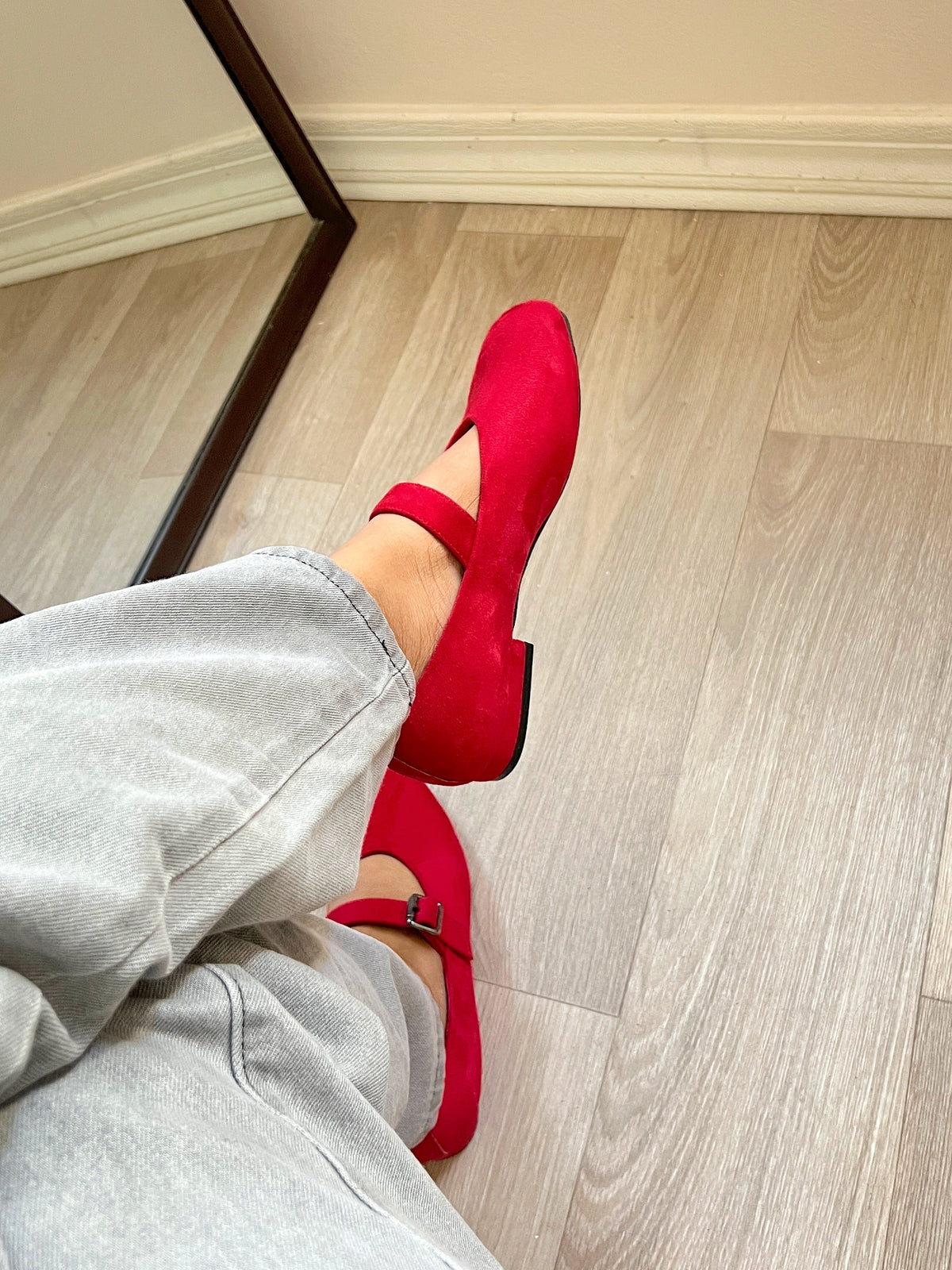 Balerinas Leah rojo suede