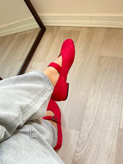 Balerinas Leah rojo suede