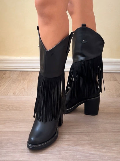 Botas Sienna flecos negro