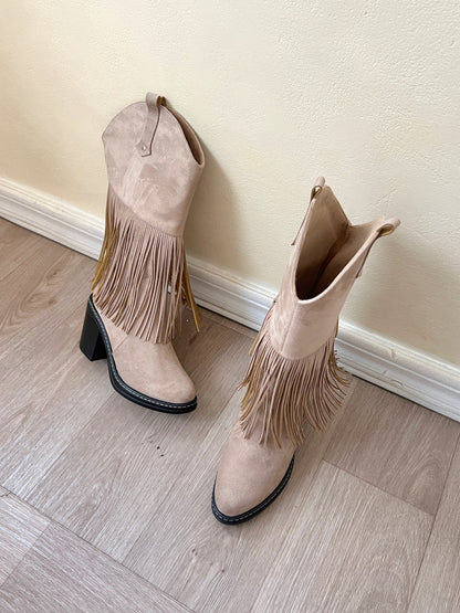 Botas Sienna flecos beige