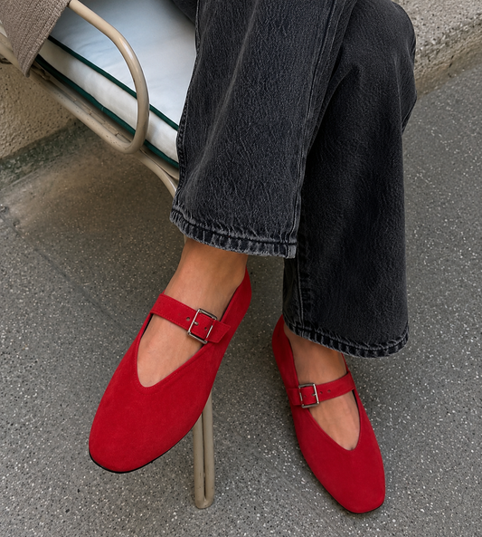 Balerinas Leah rojo suede