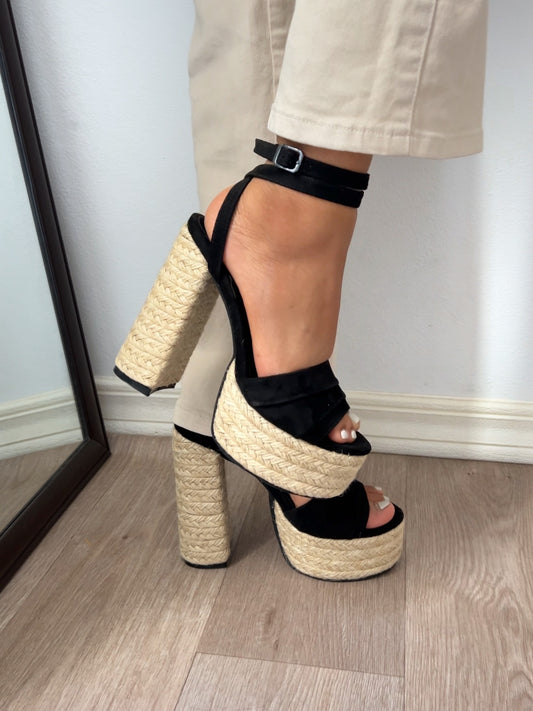 Tacones Toscana de soga negro