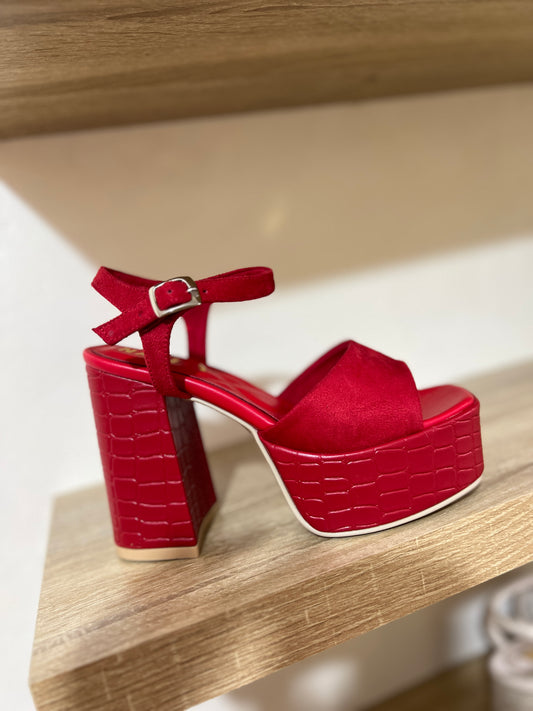 Tacones Monique rojo croco