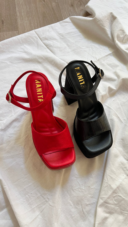 Tacones Monique rojo croco